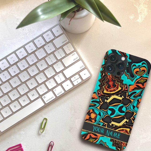 Teen Modern Abstract Fun Teal Customized Trendy Case-Mate iPhone Case (Creator Uploaded)