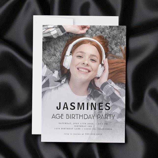 Teen modern photo  birthday party invitation (Creator Uploaded)