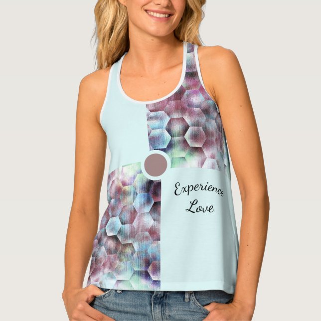 Teen Modern Pink Rose Blue Grey Gray Pastel Lights Tank Top (Front)