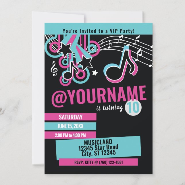 Teen Music Star Birthday Invitation | Zazzle