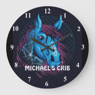 Teen NEON Horse Girls Love Horses Trendy Cool Large Clock