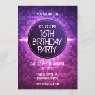 Teen Night Club Birthday Party Invitation