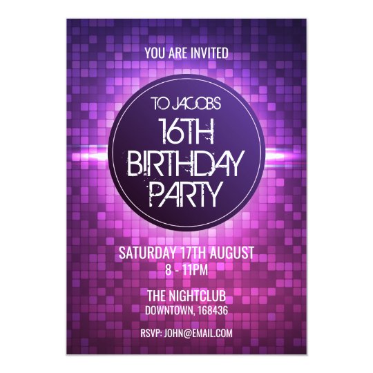 Teen Night Club Birthday Party Invitation