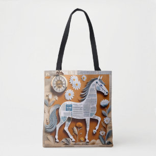 Teen Paper Horse Tote Bag