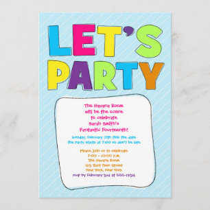 Teen Party Invitation - Let's Party!