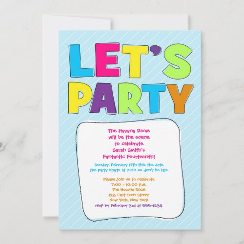 Teen Party Invitation _ Lets Party