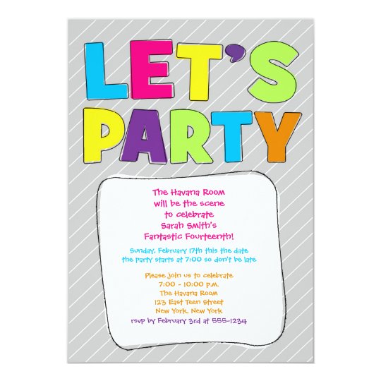 Teen Party Invitation - Let's Party! | Zazzle.com