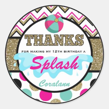 Teen Pool Party Thank You  Favor Tag  Personalized by TiffsSweetDesigns at Zazzle