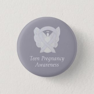 Teen Pregnancy Awareness White Ribbon Angel Pin