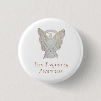 Teen Pregnancy Awareness White Ribbon Angel Pin