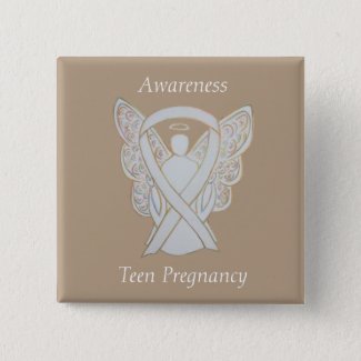 Teen Pregnancy Awareness White Ribbon Angel Pin