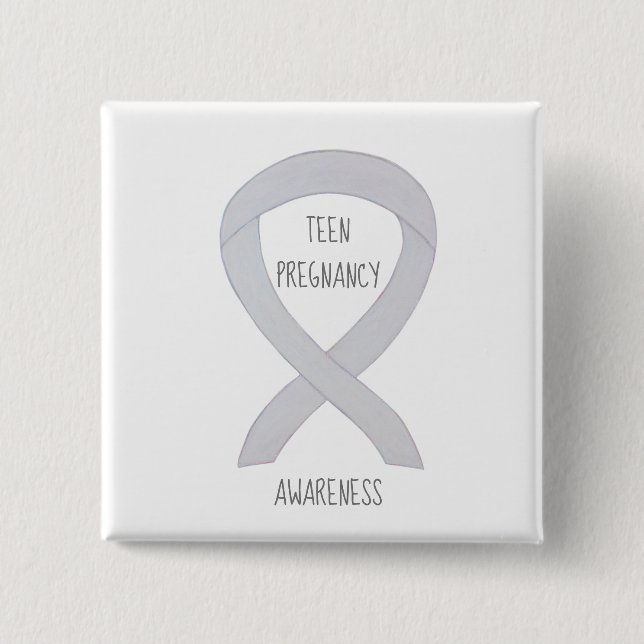 Teen Pregnancy Awareness White Ribbon Custom Pin (Front)