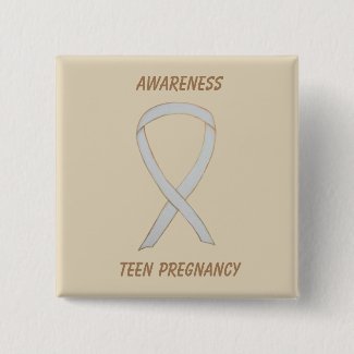 Teen Pregnancy Awareness White Ribbon Custom Pin