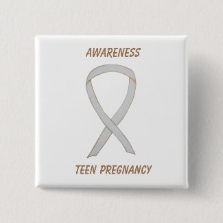 Teen Pregnancy Awareness White Ribbon Custom Pin