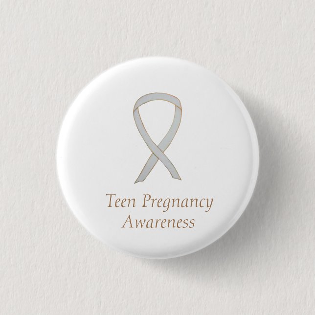 Teen Pregnancy Awareness White Ribbon Custom Pin (Front)