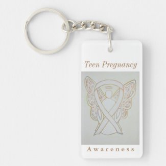 Teen Pregnancy Awareness White Ribbon Keychain