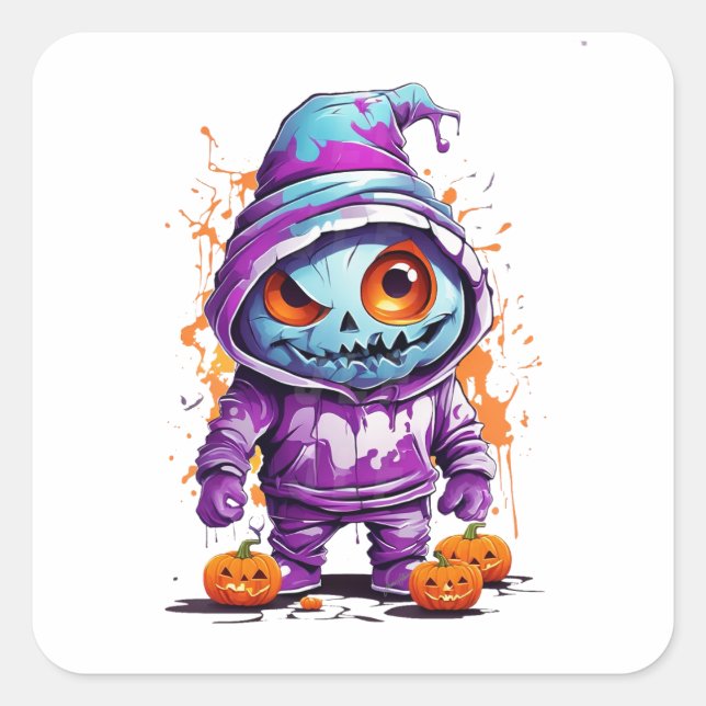 Teen Pumpkin Boy Square Sticker (Front)