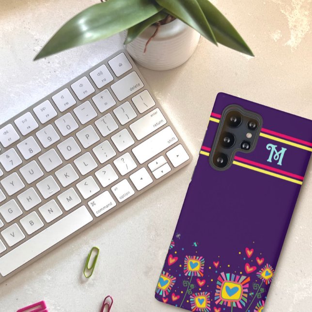 Teen Purple Monogram Fun Floral Inspirivity Samsung Galaxy Case (Creator Uploaded)