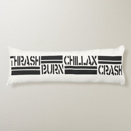 Teen Skater Chillax Crash Black And White Body Pillow