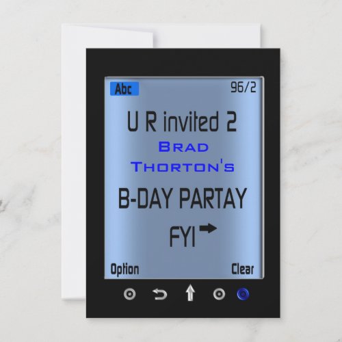 Teen Smart Phone Texting Birthday Party Invitation