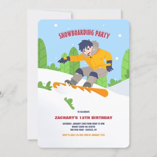 Teen Snowboarder Invitation