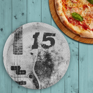 Teen Son Birthday Grunge Guitar Paper Plates
