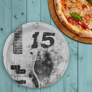 Teen Son Birthday Grunge Guitar Paper Plates