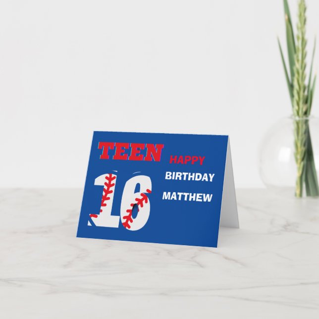 Teen sports baseball birthday   greeting card (Front)