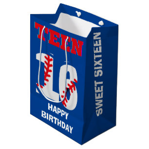 Teen sports baseball birthday medium gift bag