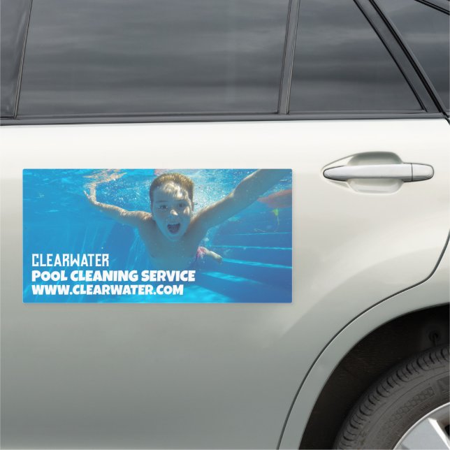 Teen Swimmer Portrait, Swimming Pool Cleaning Car Magnet (In Situ)