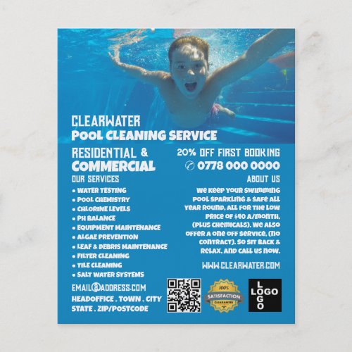 Teen Swimmer Portrait Swimming Pool Cleaning Flyer