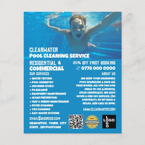 Teen Swimmer Portrait Swimming Pool Cleaning Flyer