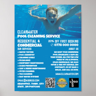 Teen Swimmer Portrait, Swimming Pool Cleaning Poster