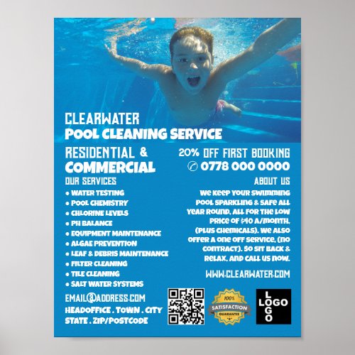 Teen Swimmer Portrait Swimming Pool Cleaning Poster