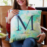 Teen Tie-Dye Monogram Name Throw Pillow<br><div class="desc">Colorful tie-dye monogram and name pillow for your teen girl's bedding or seating area. A tie-dyed personalized design she will love.</div>