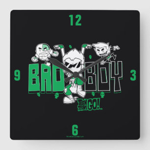 Teen Titans Go! "Bad Boy" Robin, Cyborg, & BB Square Wall Clock