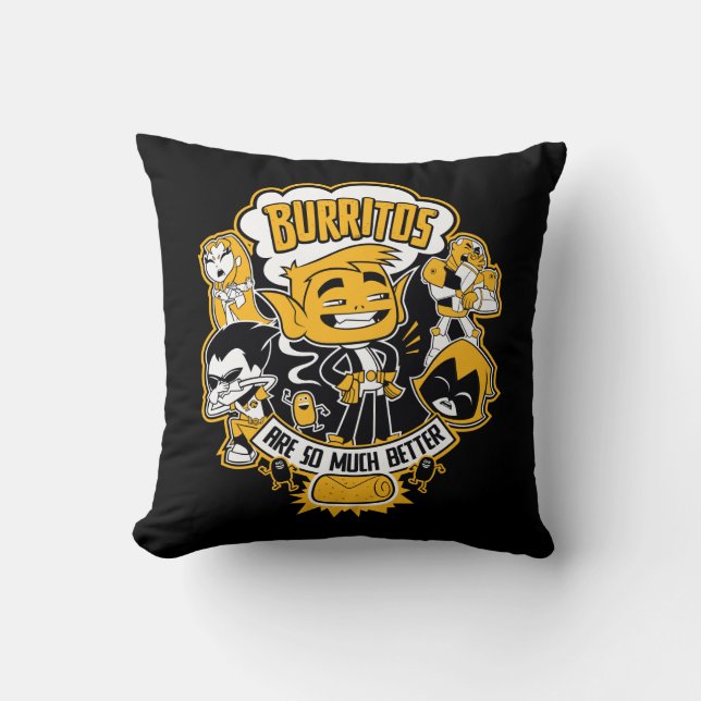 Teen Titans Go! | Beast Boy "Burritos Are Better" Throw Pillow (Front)