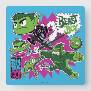 Teen Titans Go! Beast Boy Shapeshifts Square Wall Clock