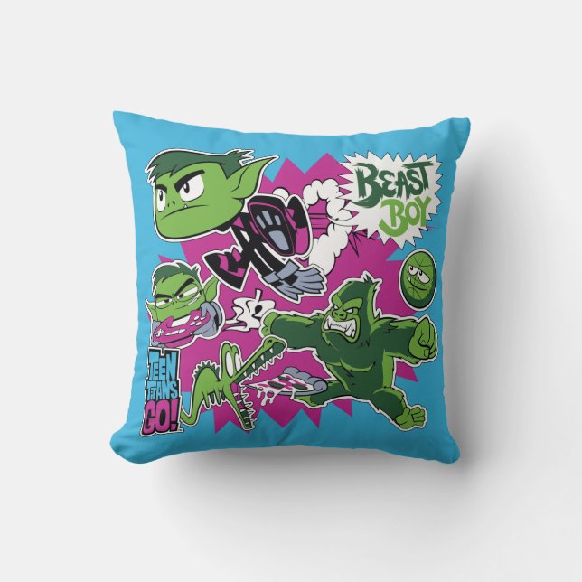 Teen Titans Go! | Beast Boy Shapeshifts Throw Pillow (Front)