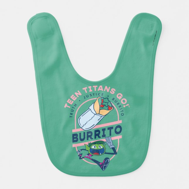 Teen Titans Go! Beast Boy "Truth Justice Burrito" Baby Bib (Front)