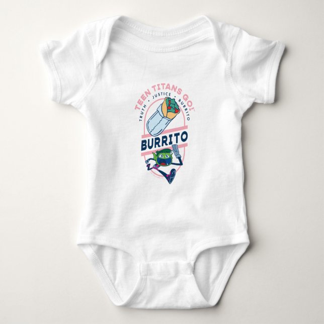 Teen Titans Go! Beast Boy "Truth Justice Burrito" Baby Bodysuit (Front)