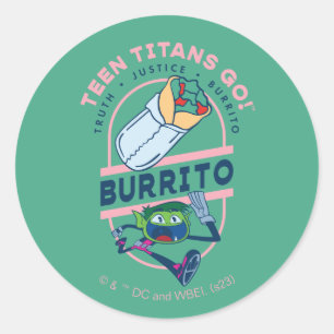Teen Titans Go! Beast Boy "Truth Justice Burrito" Classic Round Sticker