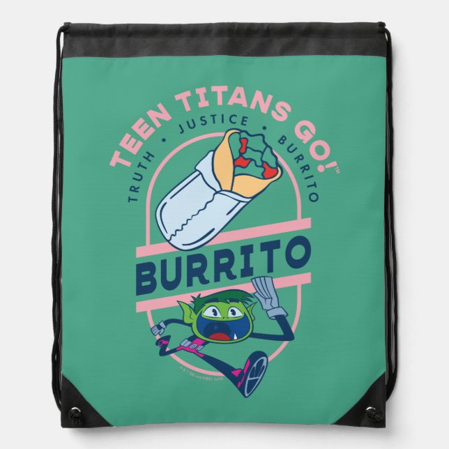 Teen Titans Go! Beast Boy "Truth Justice Burrito" Drawstring Bag (Front)