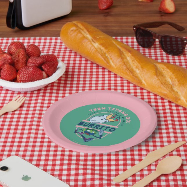 Teen Titans Go! Beast Boy "Truth Justice Burrito" Paper Plates (Picnic)