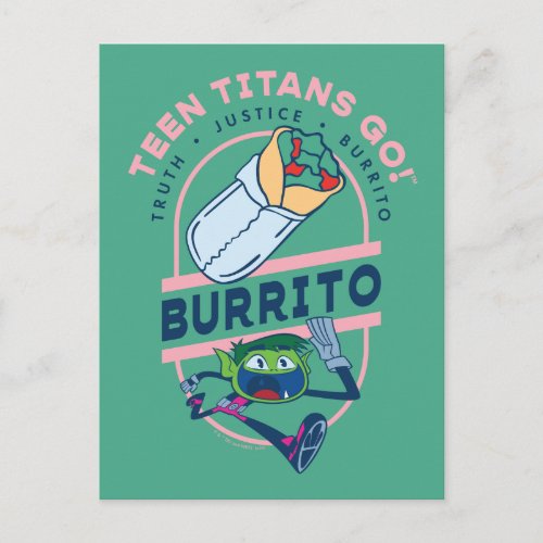 Teen Titans Go Beast Boy Truth Justice Burrito Postcard