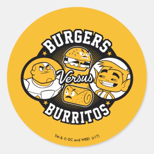 Teen Titans Go  Burgers Versus Burritos Classic Round Sticker