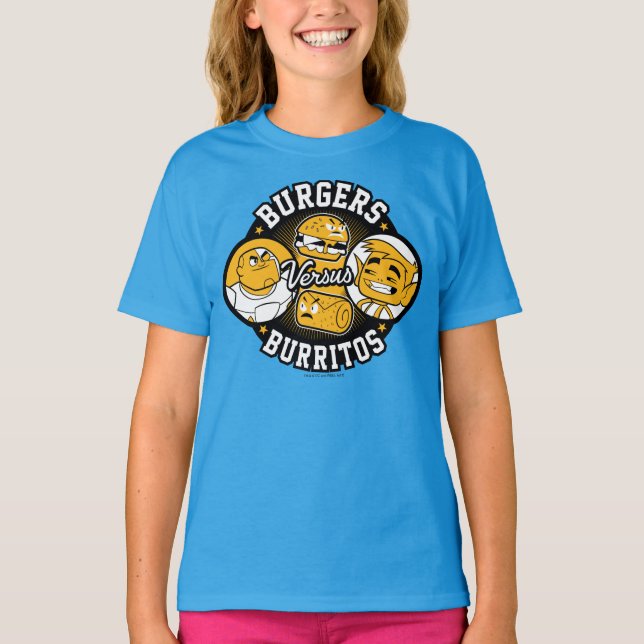 Teen Titans Go! | Burgers Versus Burritos T-Shirt (Front)