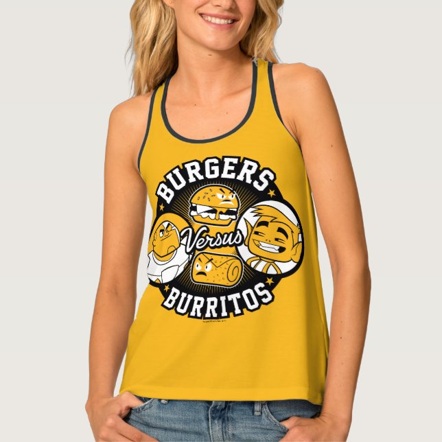 Teen Titans Go! | Burgers Versus Burritos Tank Top (Front)