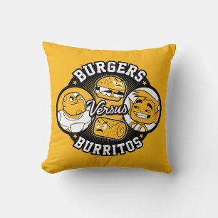 Teen Titans Go! Burgers Versus Burritos Throw Pillow
