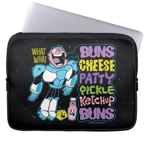 Teen Titans Go  Cyborg Burger Rap Laptop Sleeve